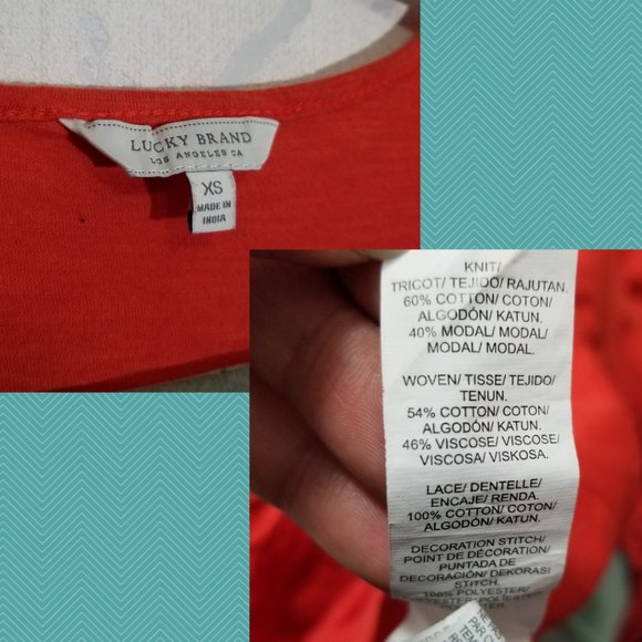 Lucky Brand Orange Cutout Fringe Peasant Blouse - Picture 4 of 4